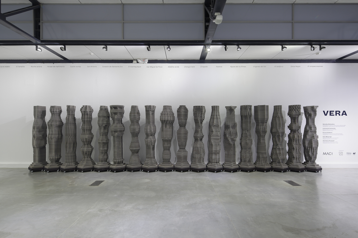 VERA Installation at MAC Lima - Visitors interacting with sculptures