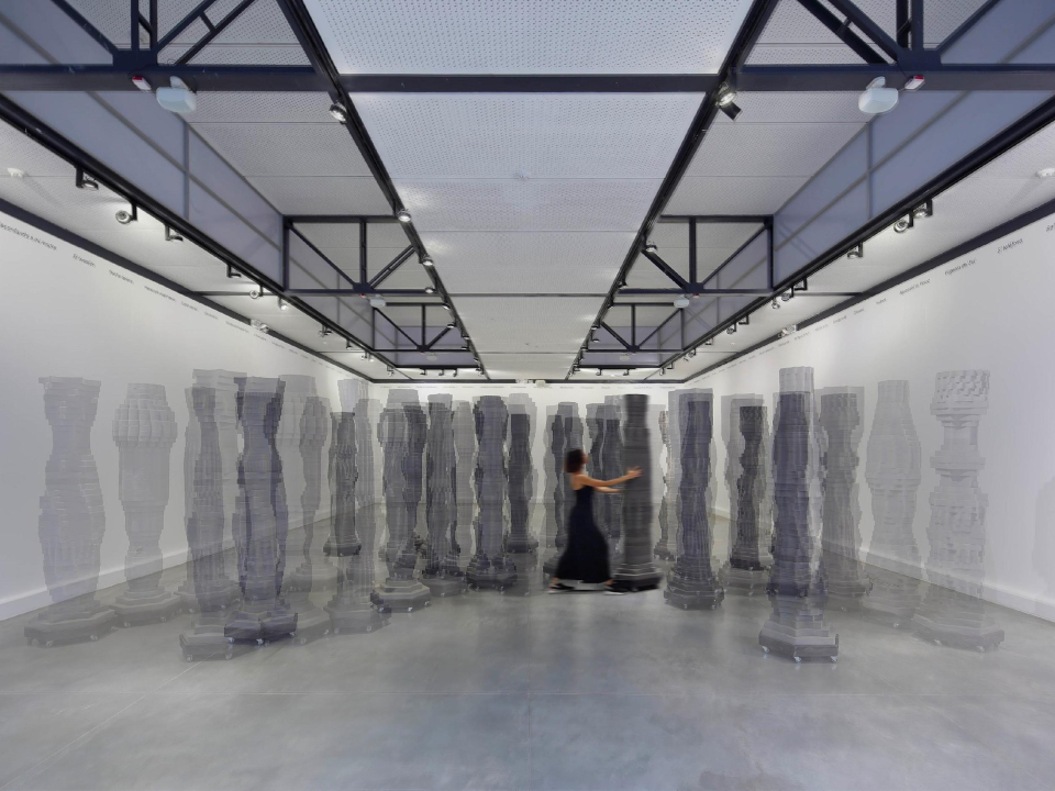 VERA Installation at MAC Lima - Visitors interacting with sculptures