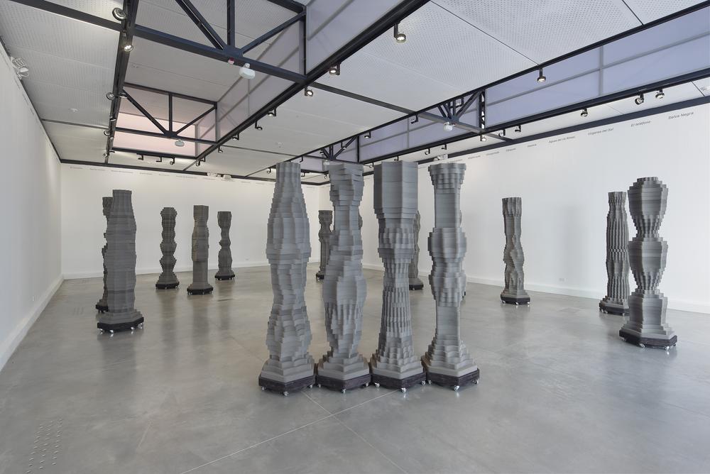 VERA Installation at MAC Lima - Visitors interacting with sculptures